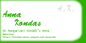 anna kondas business card